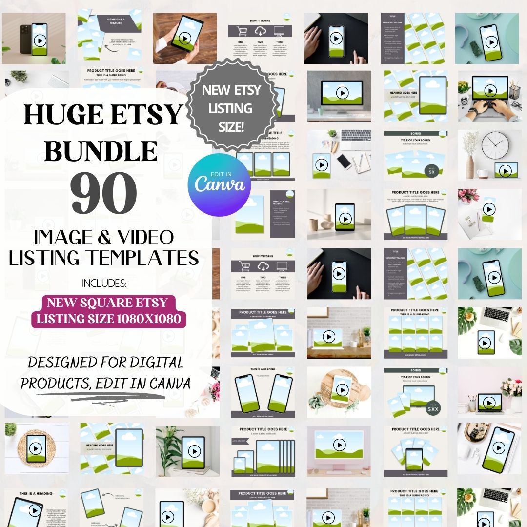 Etsy Mockup Listing Bundle: 90 Templates