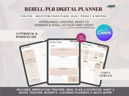 PLR Digital Monthly Planner - Aesthetic Beige