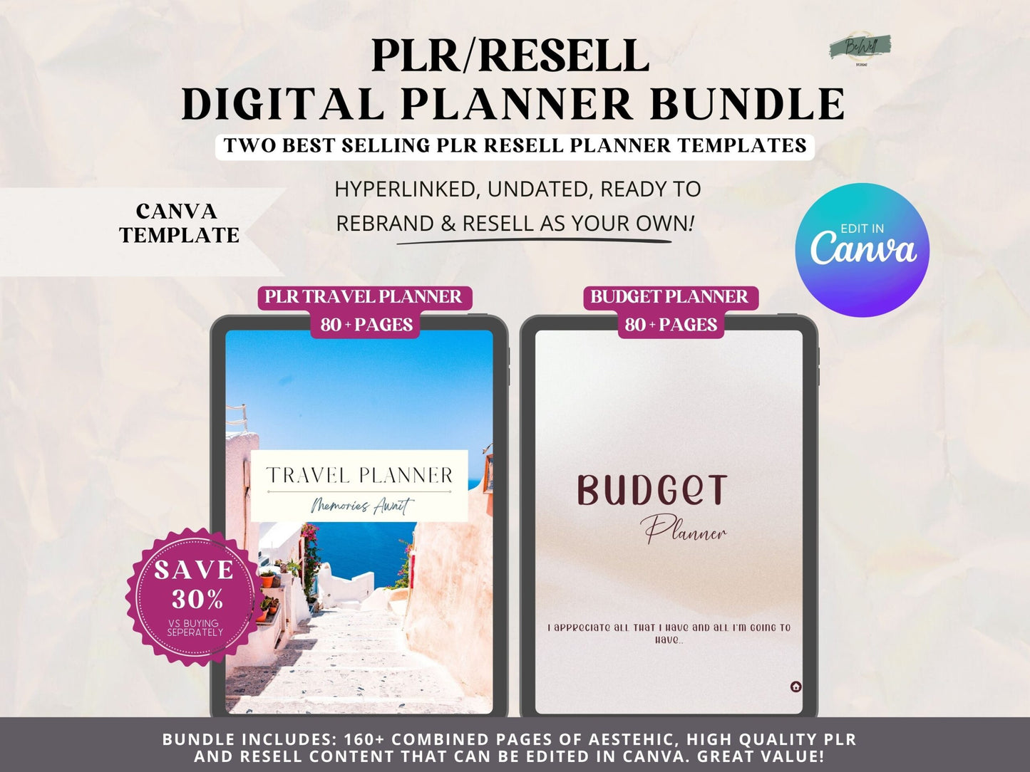 PLR Digital Planner Bundle: Travel Planner & Vacation Planner