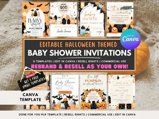 PLR Halloween Baby Shower Invitations