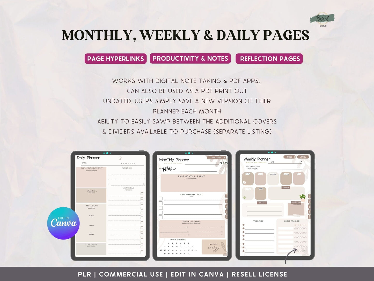 PLR Digital Monthly Planner - Aesthetic Beige