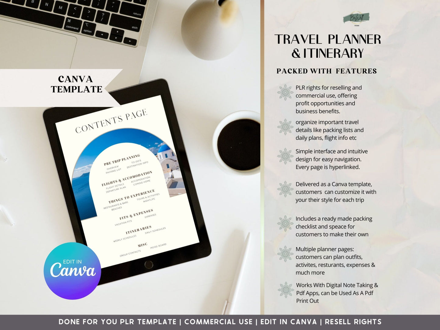 PLR Digital Planner Bundle: Travel Planner & Vacation Planner