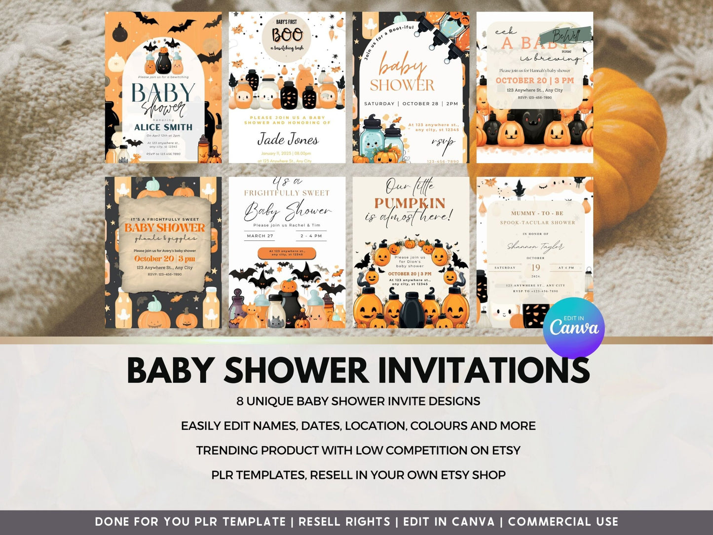 PLR Halloween Baby Shower Invitations