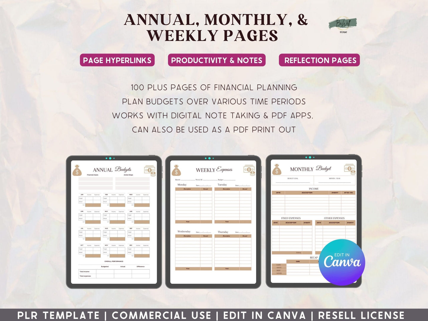 PLR, Budget and Finance Manifestation Planner