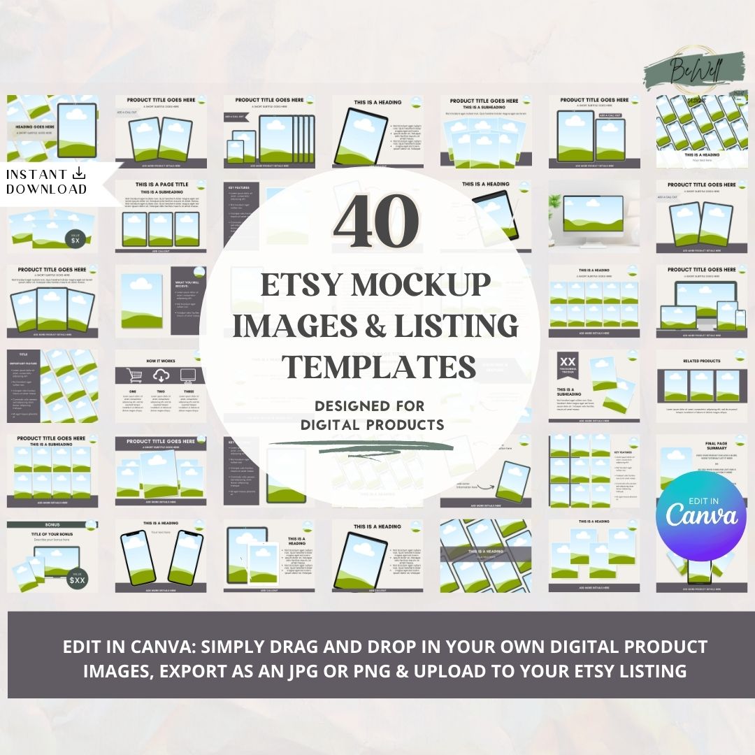 Etsy Mockup Listing Bundle: 90 Templates