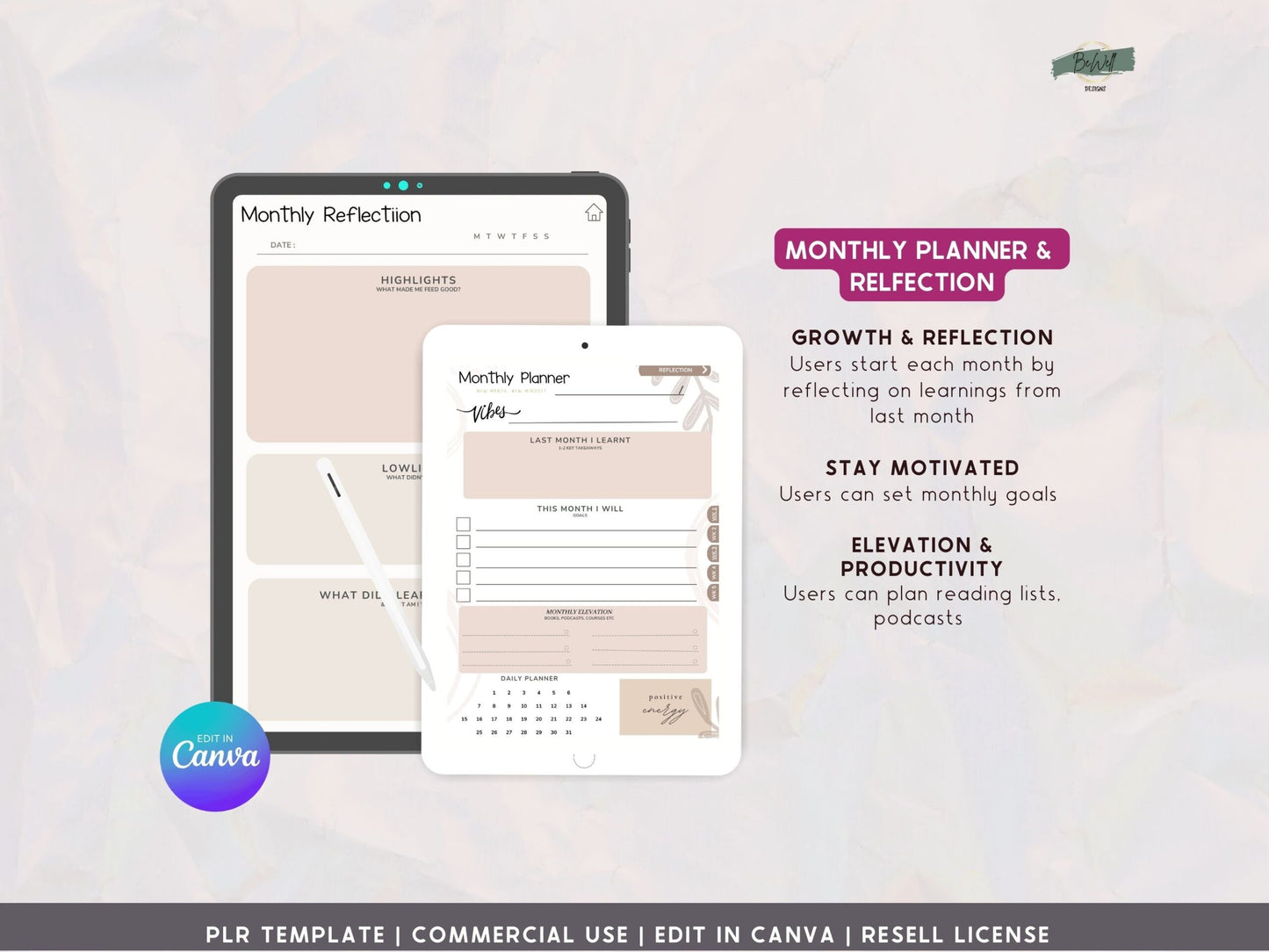 PLR Digital Monthly Planner - Aesthetic Beige