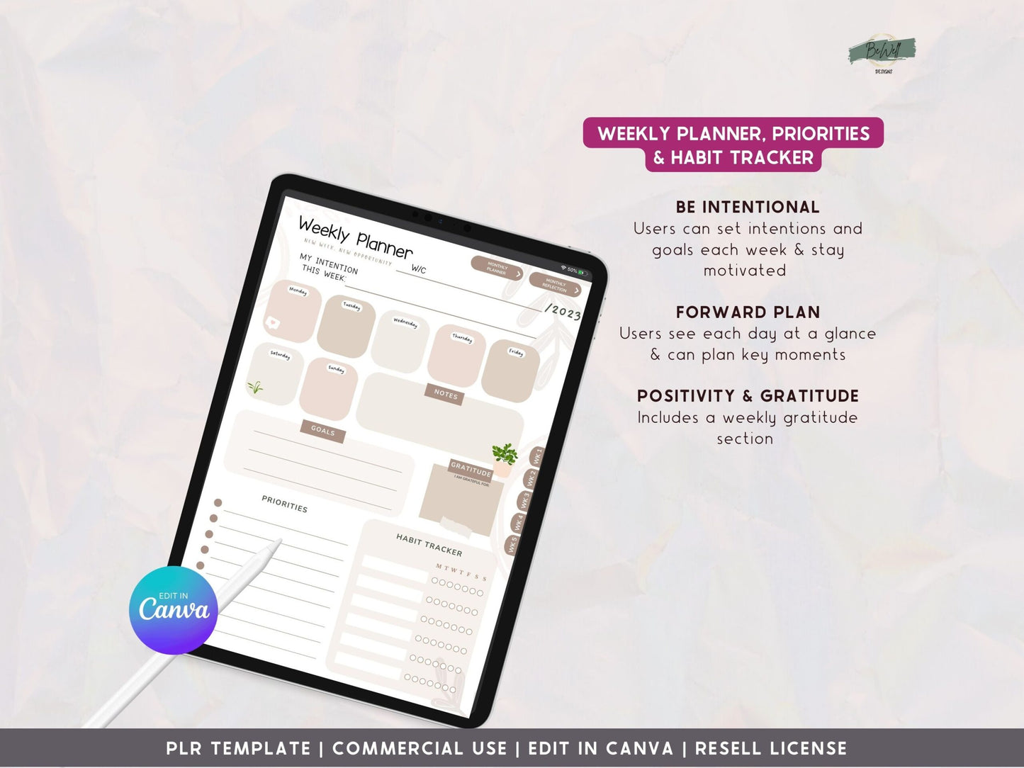 PLR Digital Monthly Planner - Aesthetic Beige