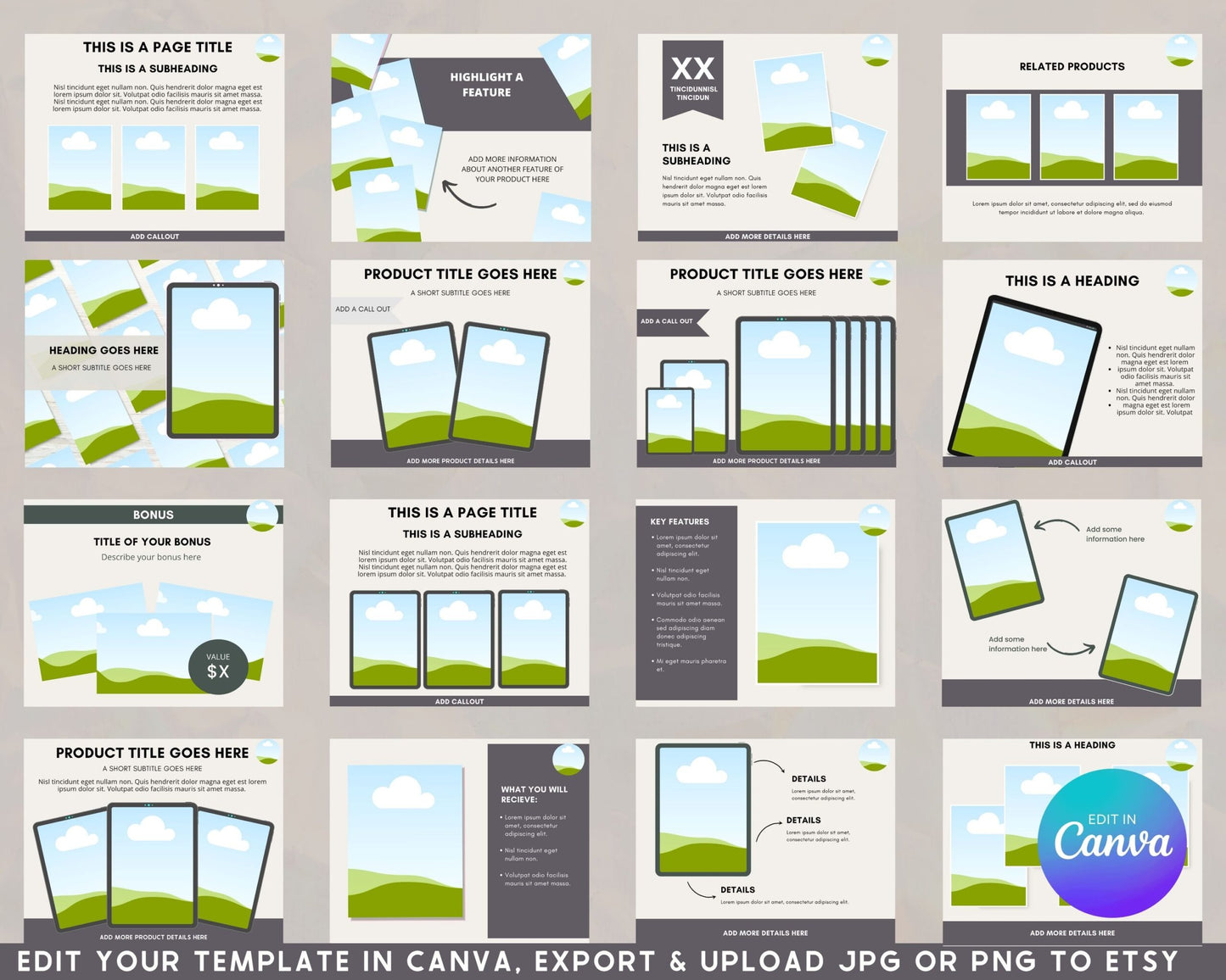 Etsy Listing Mockup: 40 Canva Templates