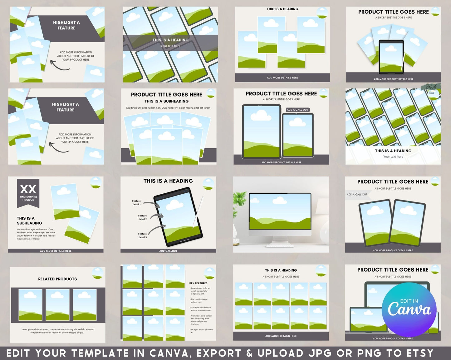 Etsy Video Mockups: 50 Canva Templates