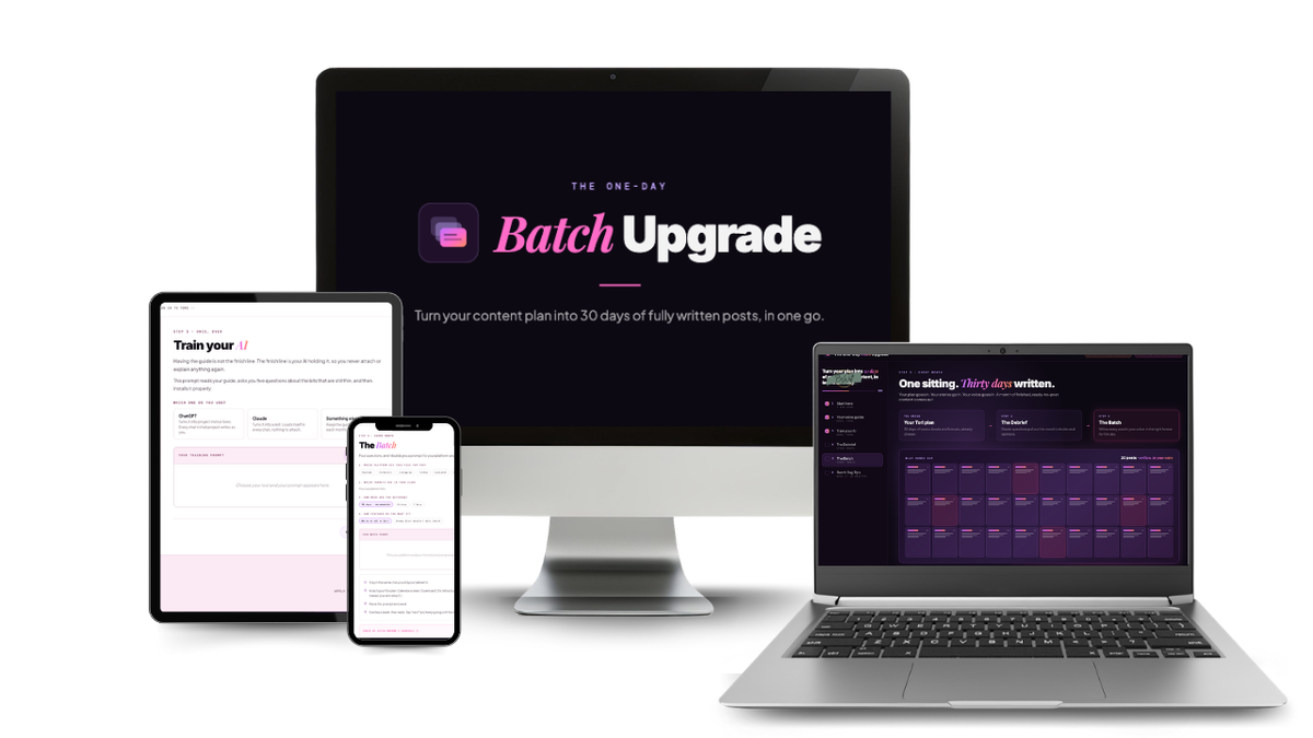 The One-Day Batch Upgrade on desktop, laptop, tablet and phone