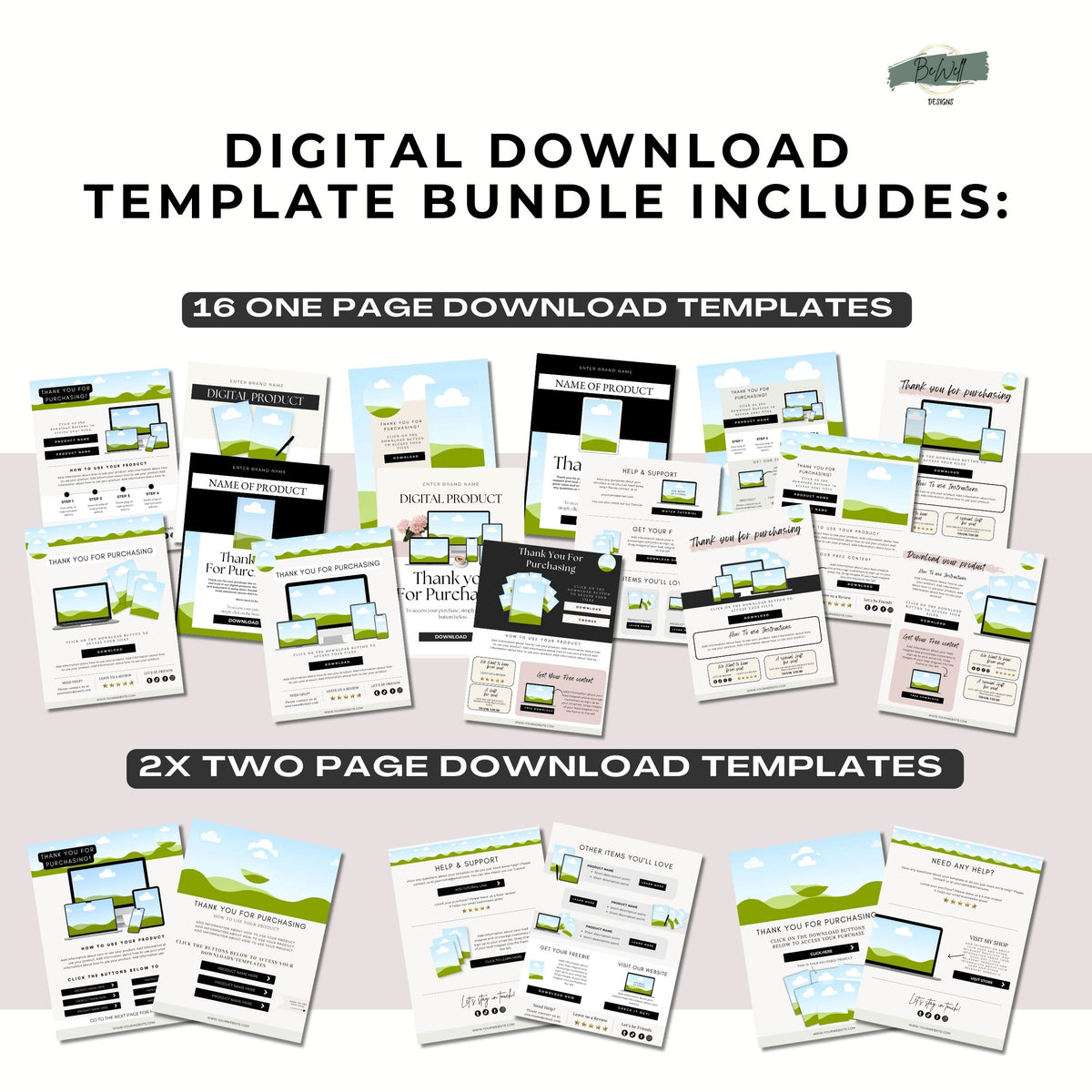 Prodct Download Modal Examples Digital Product Download PDF Template – Bewell Design