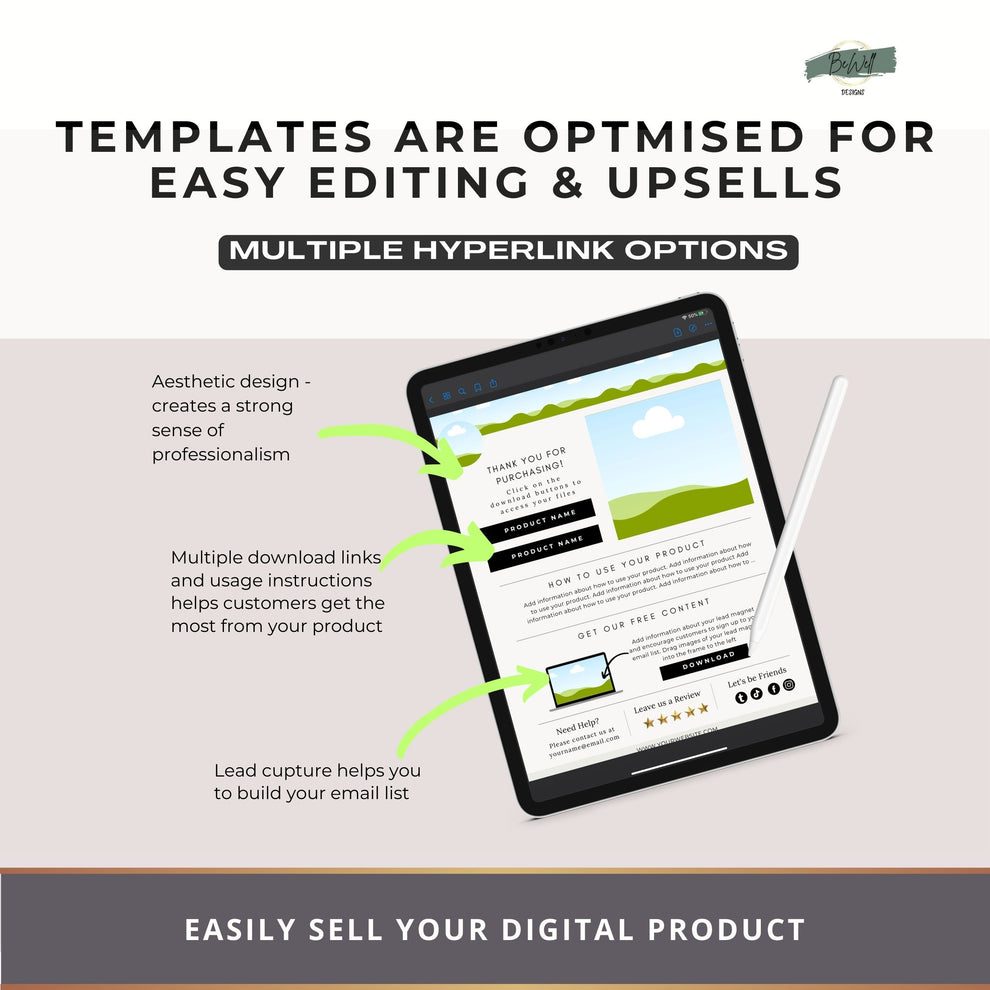 Prodct Download Modal Examples Digital Product Download PDF Template – Bewell Design