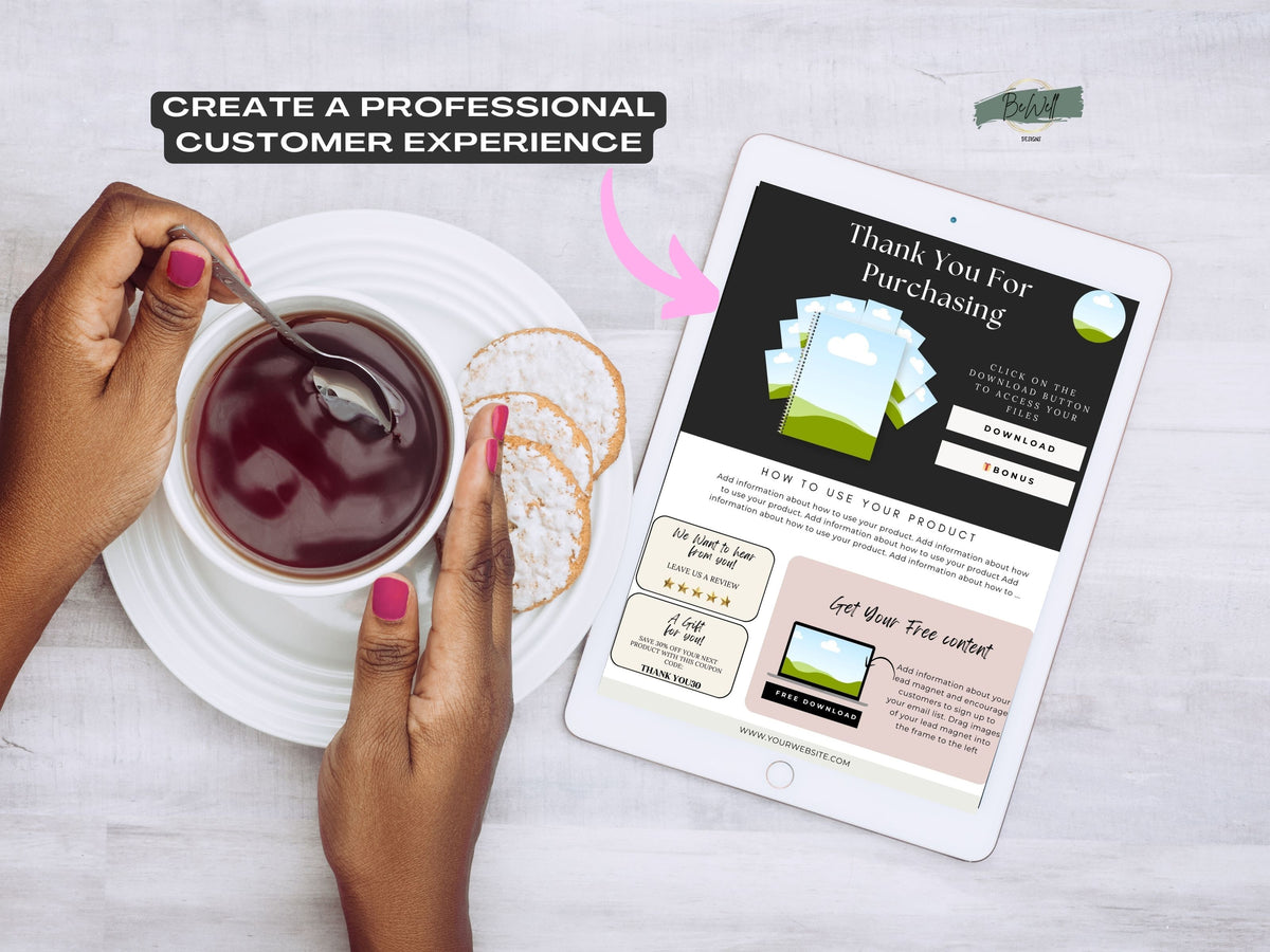 Prodct Download Modal Examples Digital Product Download PDF Template – Bewell Design